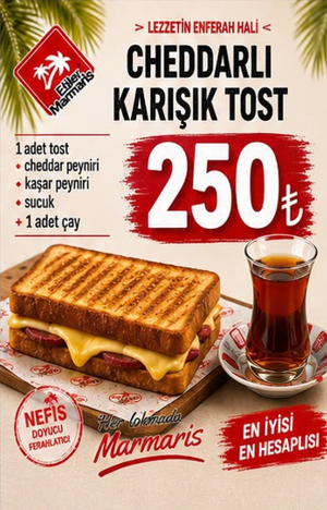 Cheddarlı Karışık Tost + Çay